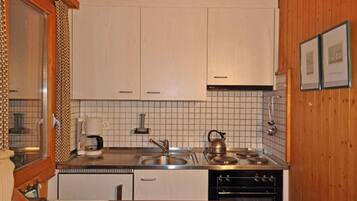 Full-size fridge, microwave, oven, stovetop