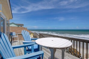 Outdoor dining - 3952 Island Drive- Oceanfront Home with views and private beach access- Adjoining Side is Availab... (North Topsail Beach)