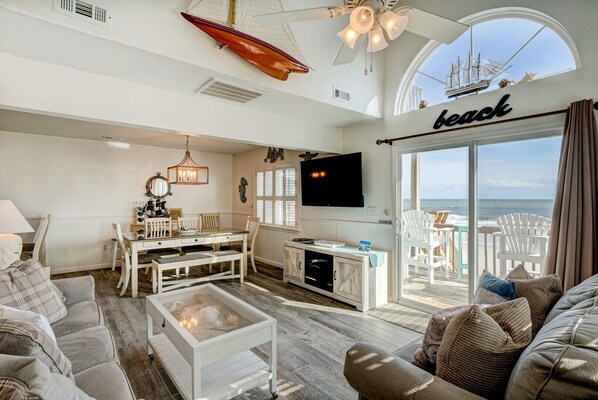 Smart TV, DVD player - Oceanfront Island Retreat, Views from the couch and deck! (North Topsail Beach)
