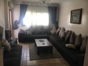 Apartment, 2 Bedrooms | Living area | 32-inch plasma TV with satellite channels, TV - Bab Okla Route De Sebta (Martil)