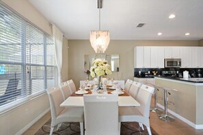 Fridge, microwave, cookware/dishes/utensils