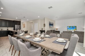 Villa (2145BMD) | Private kitchen | Fridge, microwave, highchair, cookware/dishes/utensils - Fabulous 6 Bed Storey Lake Villa Pool & Spa 2145bmd (Kissimmee)