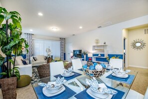 Villa (Windsor at Westside IHR 4061) | Private kitchen | Fridge, microwave, high chair, cookware/dishes/utensils - 7 Bdrm5.5 Bathvillagame Roomspa (Kissimmee)