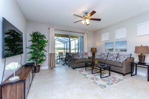 Villa (Solterra Resort Villa) | Living room | Flat-screen TV, table football - Elegant 5 Bed 4,5 Ba Villa Game Room Pool Spa 5298w (Davenport)