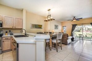 House (2782SKP Emerald Island Resort) | Private kitchen | Fridge, microwave, cookware/dishes/utensils - 2782skp Emerald Island Resort (Kissimmee)