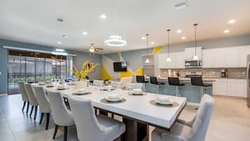 Villa | Private kitchen | Fridge, microwave, cookware/dishes/utensils