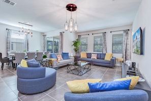 Villa (1810SAWYER) | Living room | Flat-screen TV - Phenomenal 8B 1810s Villa with Pool, Spa & Movie Theater (Kissimmee)