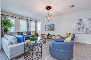 Villa (1810SAWYER) | Living room | Flat-screen TV - Phenomenal 8B 1810s Villa with Pool, Spa & Movie Theater (Kissimmee)