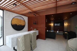 Lobby lounge - Apt con vista al Mar a una calle del Malecón (Lima)