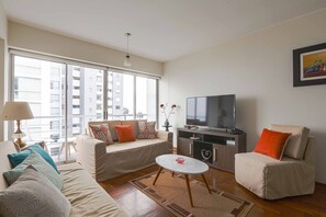 Apartment | Living area | Flat-screen TV - Brand new 2 dorm apt one block from boardwalk (Lima)