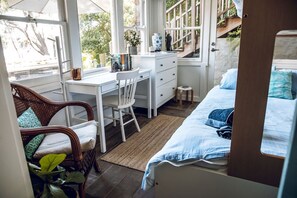 2 bedrooms, desk, iron/ironing board, travel cot