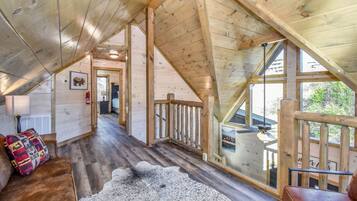 Smart TV, fireplace, foosball