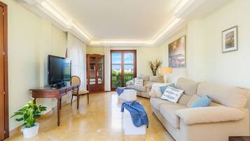 Télévision, lecteur de DVD, table de tennis de table, chaîne hi-fi