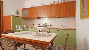 Fridge, oven, stovetop, electric kettle