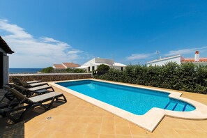 Pool - Vacation Home "Pura Vida" with Sea View, Private Heated Pool and Wi-Fi (Binibequer Vell, Sant Lluis)