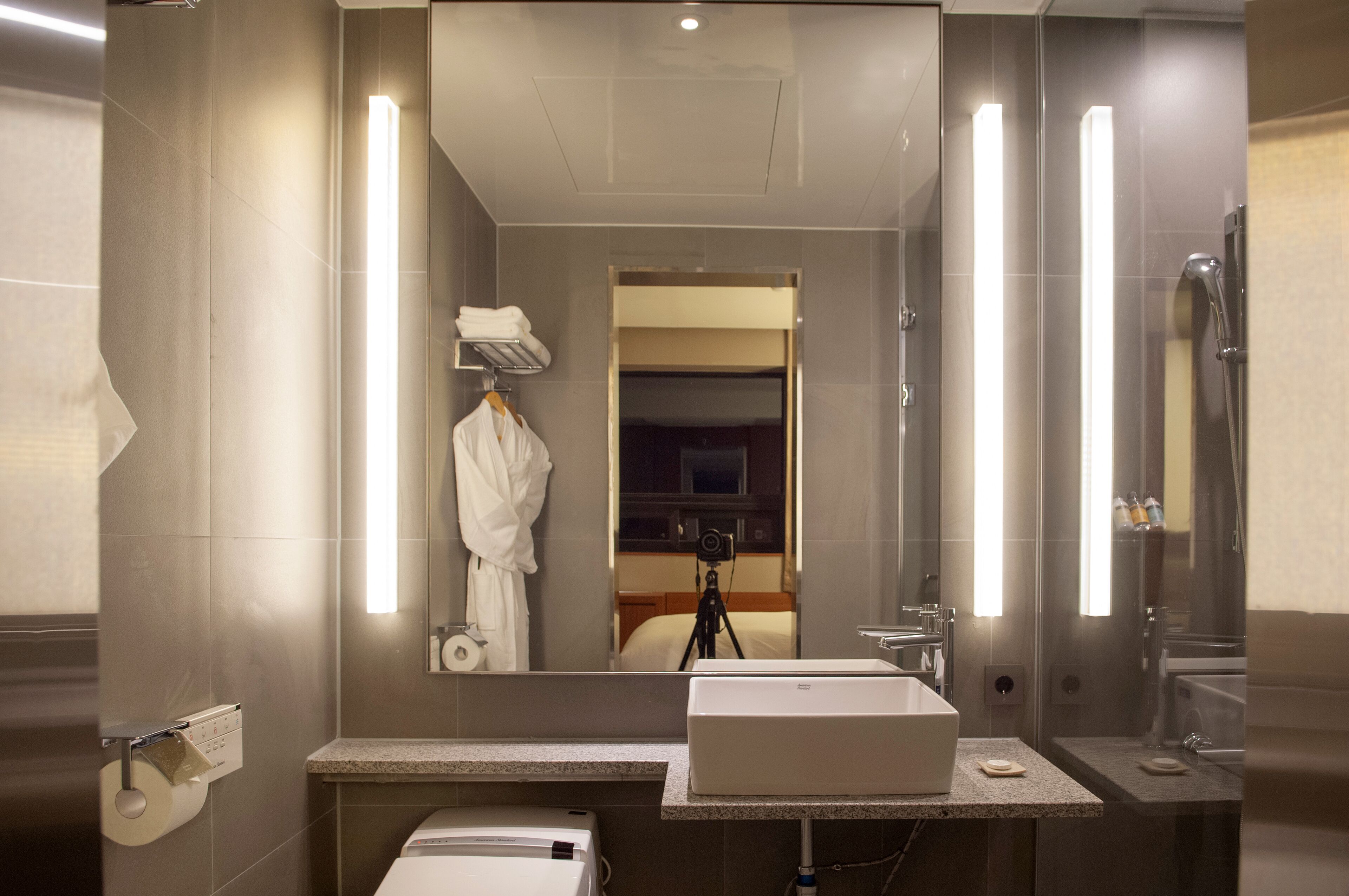 free toiletries, hair dryer, bathrobes, bidet