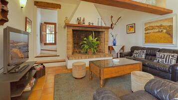 TV, fireplace