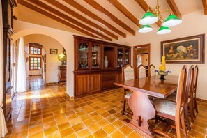 Dining - Rustic Holiday House Es Fasser with Pool, Garden, Terraces & Wi-Fi; Parking and Garage Available (Son Servera,)