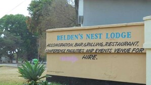 A sign for Belden's Nest Lodge advertising accommodation, bar, grilling, restaurant, conference facilities, and events venue for hire. - Belden s Nest Lodge (Ndola)