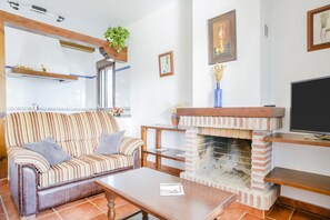 TV, fireplace