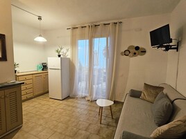 Apartment, 1 Bedroom, Smoking, Garden View | Living area | TV