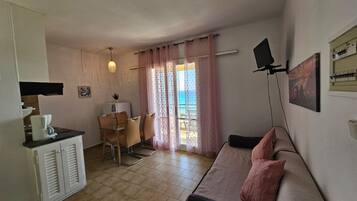 Apartment, 1 Bedroom, Smoking, Balcony | Living area | TV