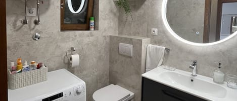 Appartement (Two Bedroom Apartment with Balcony) | Salle de bain | Douche, serviettes fournies