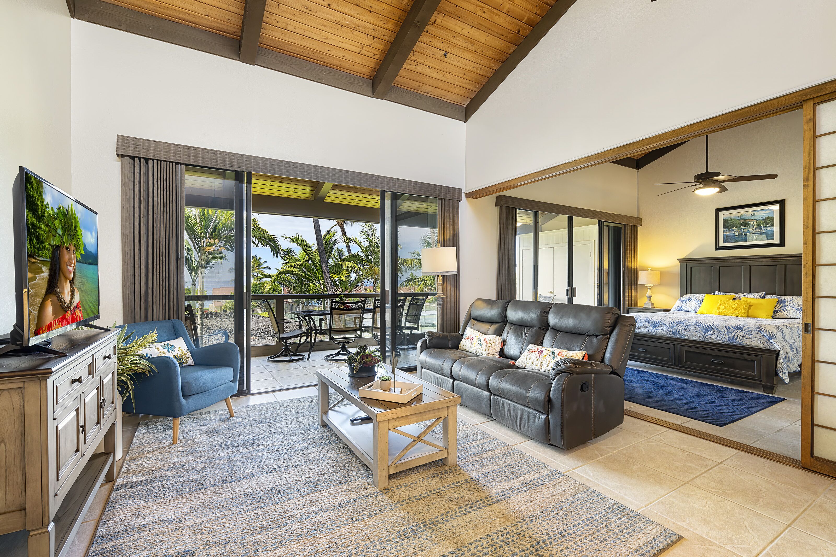 TV, DVD player, books, stereo