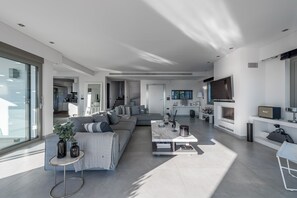 Villa, 4 Bedrooms, Smoking, Private Pool | Living area | Books - Welcome to Villa Soligia! Beach Front Villa Large Private Pool Amazing Sea View (Corinth)