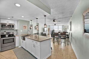 Fridge, microwave, oven, stovetop - Completely Updated POINT UNIT with panoramic views (North Topsail Beach)