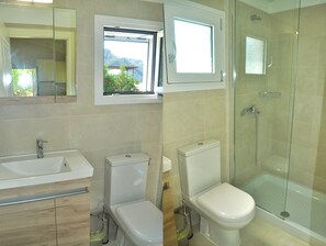Casa, 1 habitación, para fumadores, patio | Baño | Secadora de cabello y toallas 