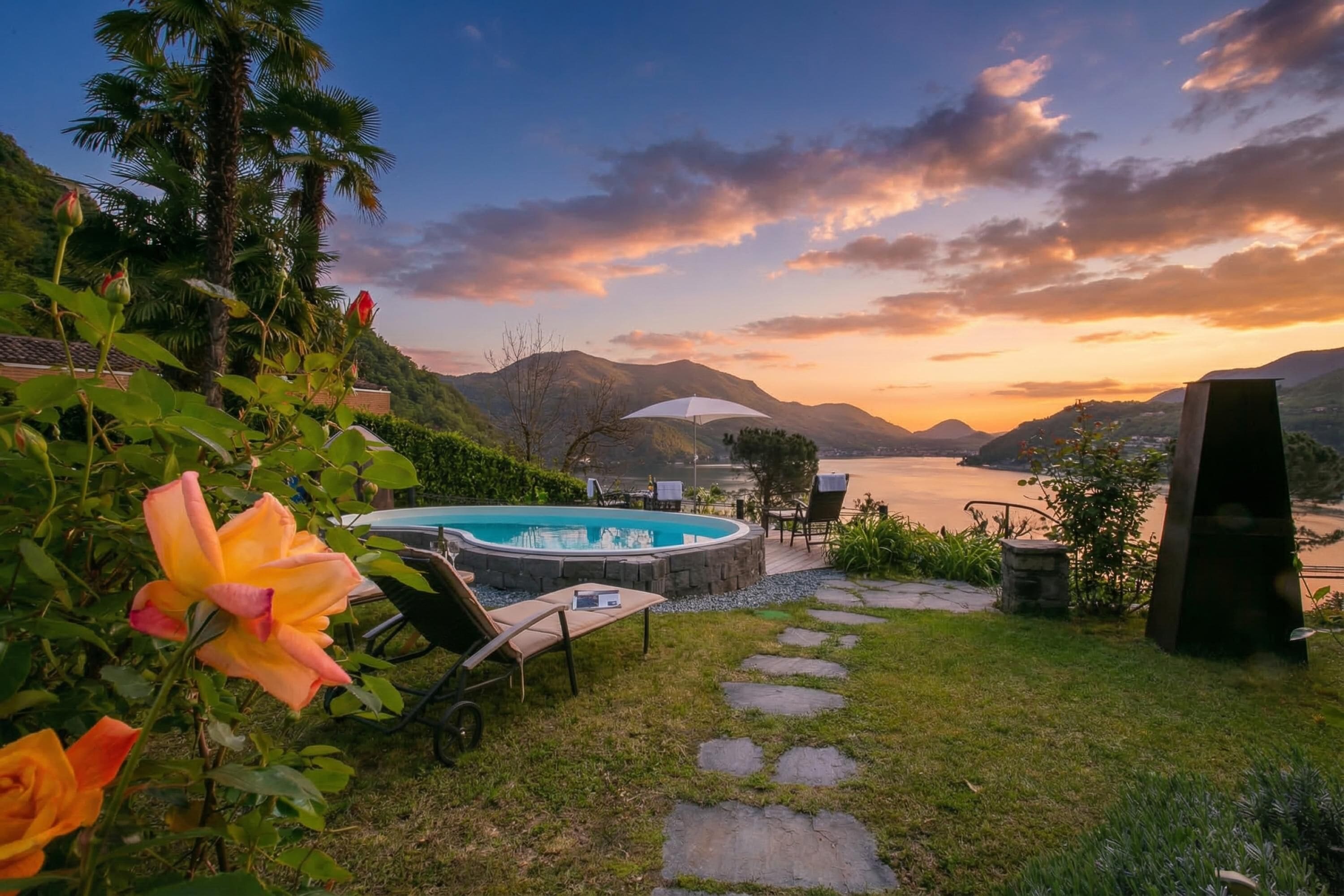 Honeymoon Villa, Multiple Bedrooms, 2 Bathrooms (Morcote Magic View) | Garden