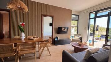 Vila, 3 kamar tidur, Boleh Merokok, kolam renang pribadi | Ruang keluarga | TV dan buku