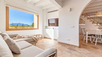 Televisión y chimenea