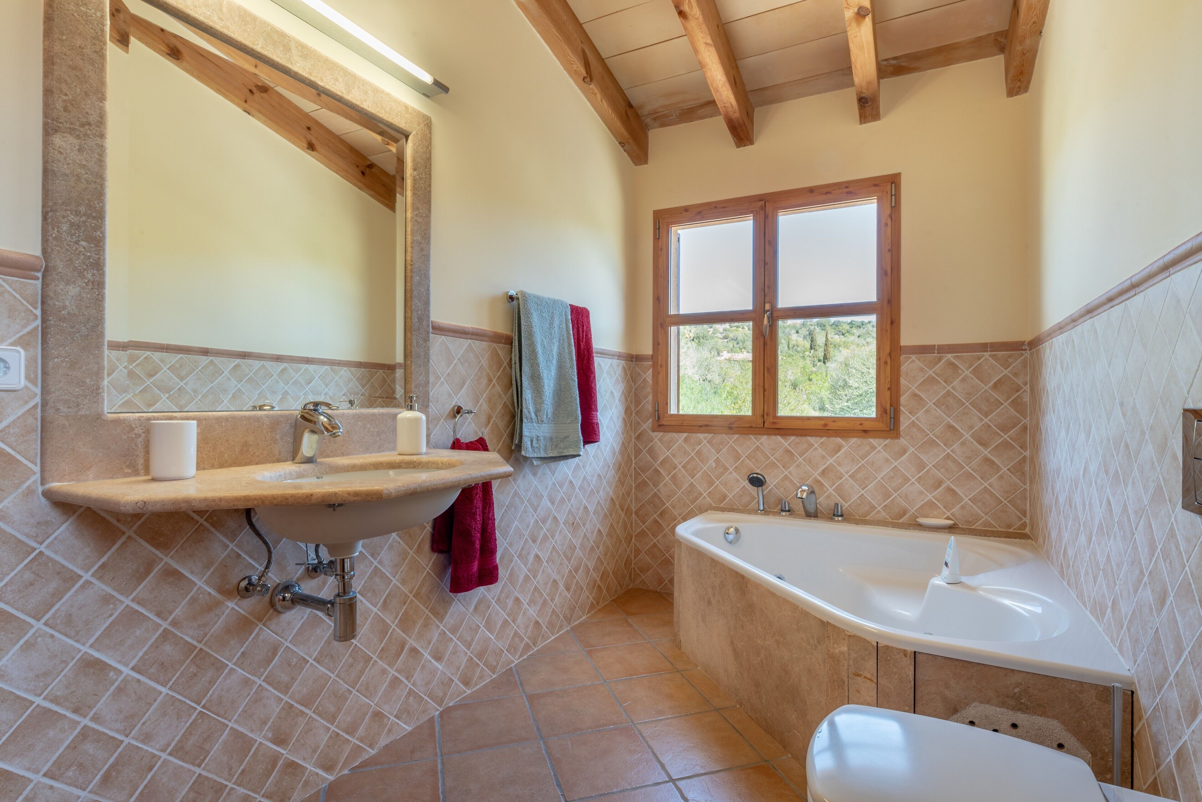 Bathtub, free toiletries, hair dryer, towels