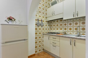 Fridge, stovetop, cookware/dishes/utensils