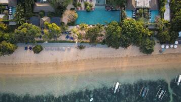 On the beach, white sand