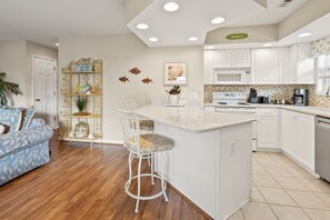 Fridge, microwave, oven, stovetop - Homey condo w/private deck in quiet resort w/fabulous pool & Jacuzzi - one block from the beach (North Myrtle Beach)