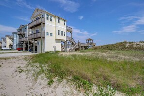 Exterior - Oceanfront Home, multiple decks with private beach access (North Topsail Beach)