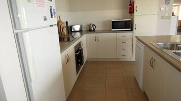 Microwave, oven, toaster, cookware/dishes/utensils