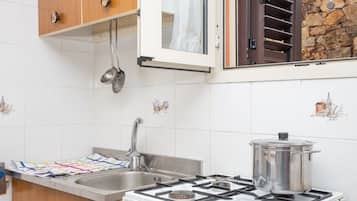 Fridge, oven, stovetop, cookware/dishes/utensils