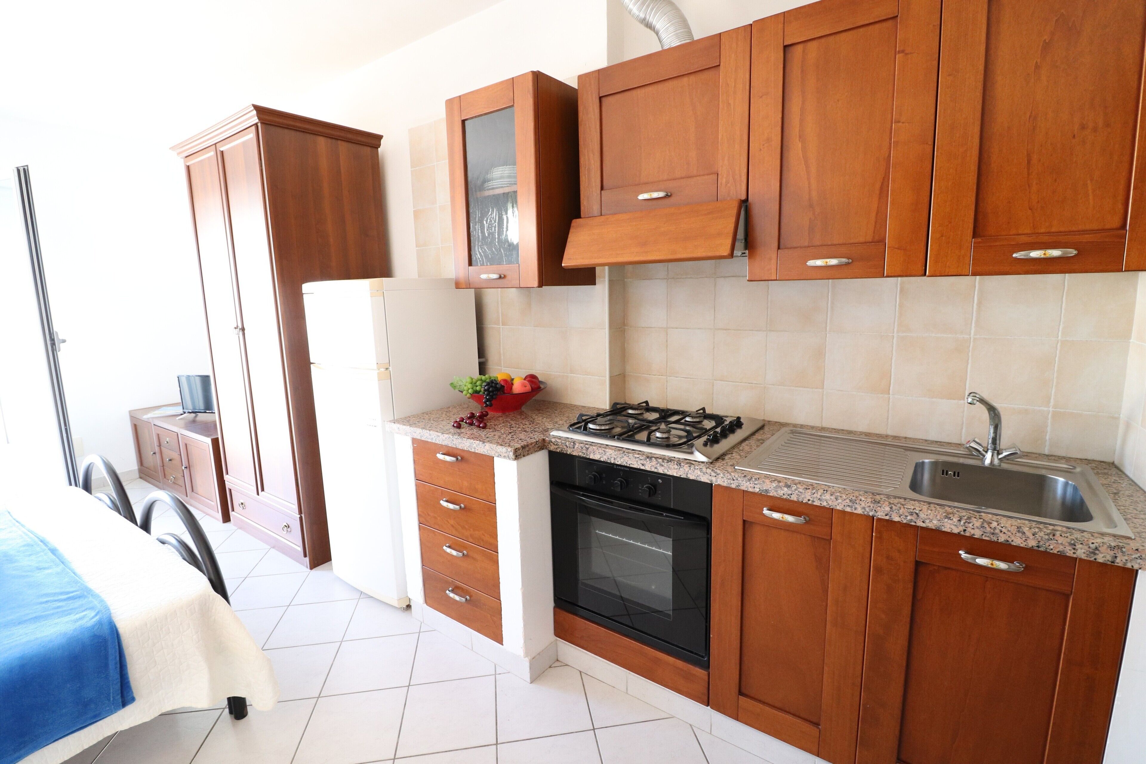 Fridge, oven, stovetop, high chair