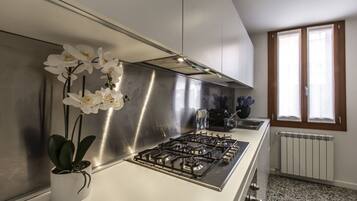 Fridge, oven, dishwasher, coffee/tea maker