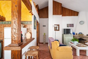 TV, caminetto, lettore DVD, impianto stereo