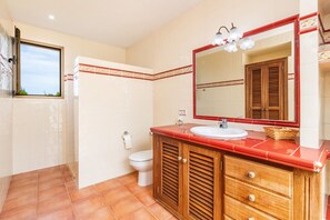 Chuveiro, secador de cabelo, toalhas de banho 