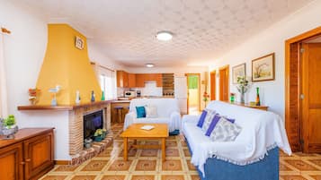 Televisión y chimenea
