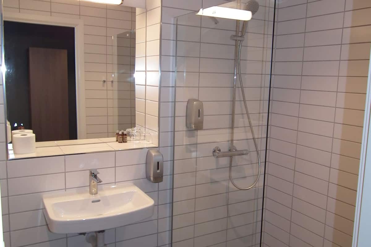 free toiletries, hair dryer, heated floors, towels