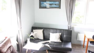 24-inch flat-screen TV with digital channels, DVD player