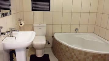 Deluxe Apartment, 2 Bedrooms | Bathroom | Hair dryer, towels, soap, shampoo