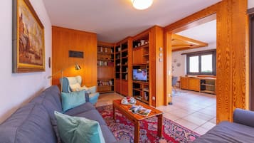 24-inch flat-screen TV with satellite channels, TV, fireplace